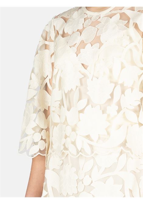 Top in tulle ricamato in bianco ELie Saab - donna ELIE SAAB | TO147NR25TU012OFFWHT